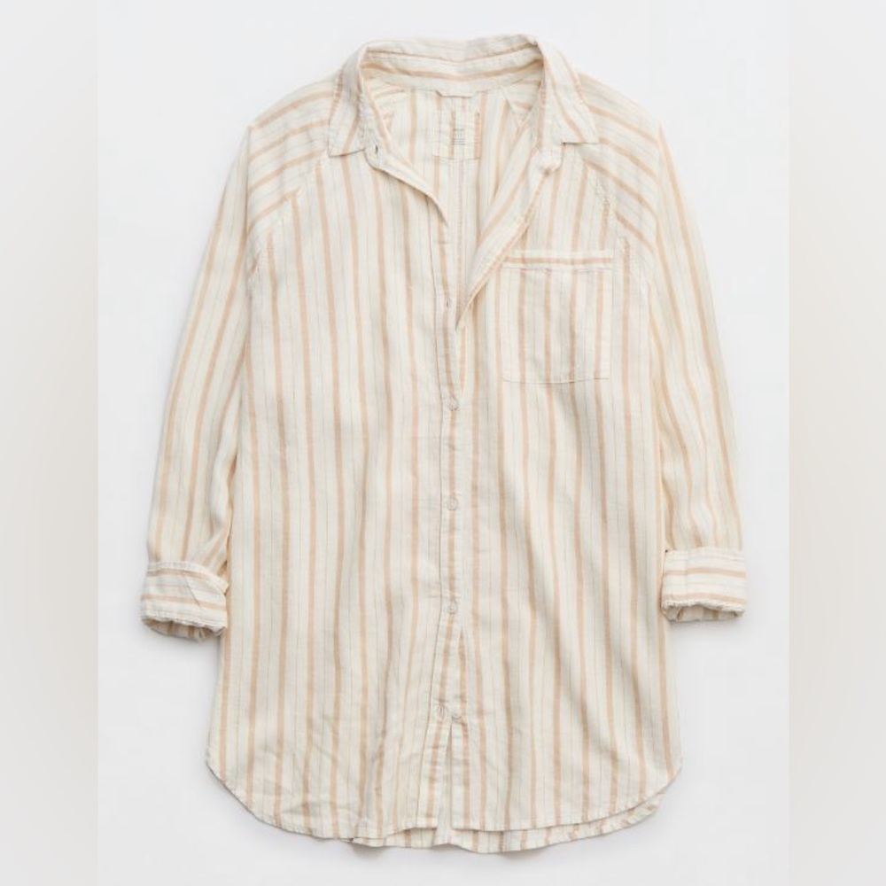 Aerie Linen Blend Coverup Shirt | XS